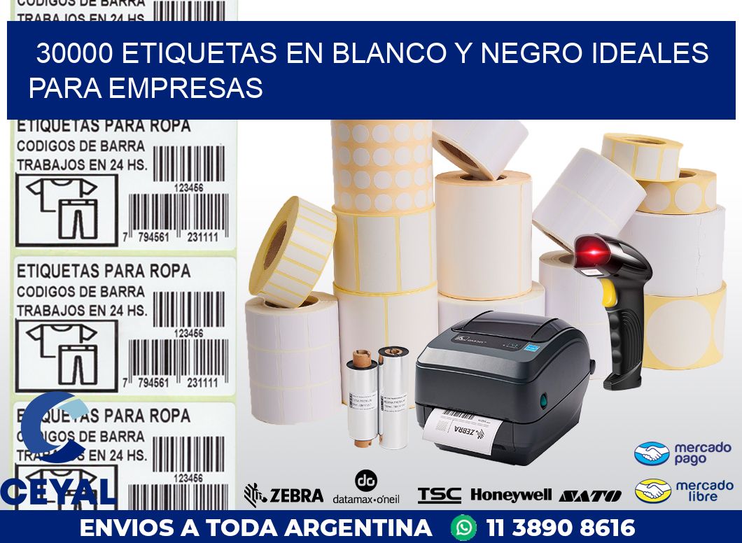 30000 ETIQUETAS EN BLANCO Y NEGRO IDEALES PARA EMPRESAS