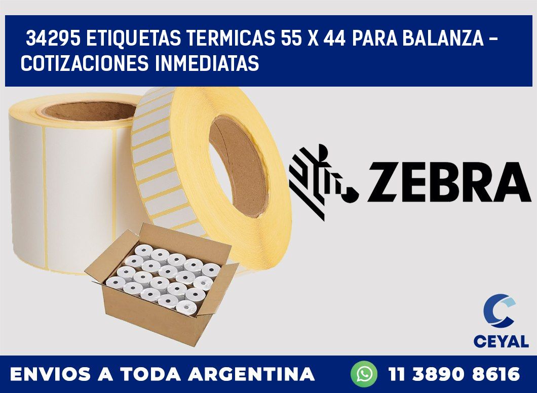 34295 ETIQUETAS TERMICAS 55 X 44 PARA BALANZA - COTIZACIONES INMEDIATAS