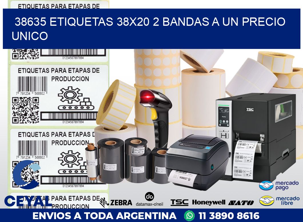 38635 ETIQUETAS 38X20 2 BANDAS A UN PRECIO UNICO