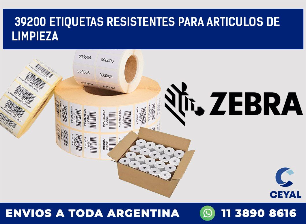 39200 ETIQUETAS RESISTENTES PARA ARTICULOS DE LIMPIEZA