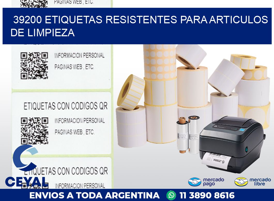 39200 ETIQUETAS RESISTENTES PARA ARTICULOS DE LIMPIEZA