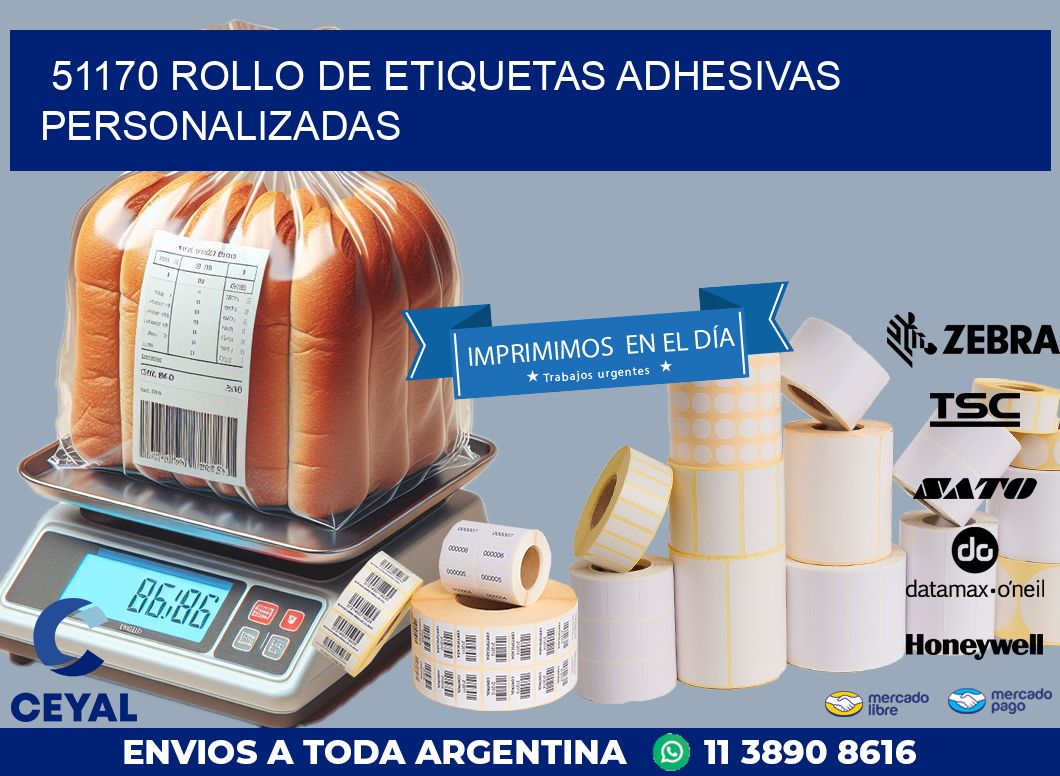 51170 ROLLO DE ETIQUETAS ADHESIVAS PERSONALIZADAS