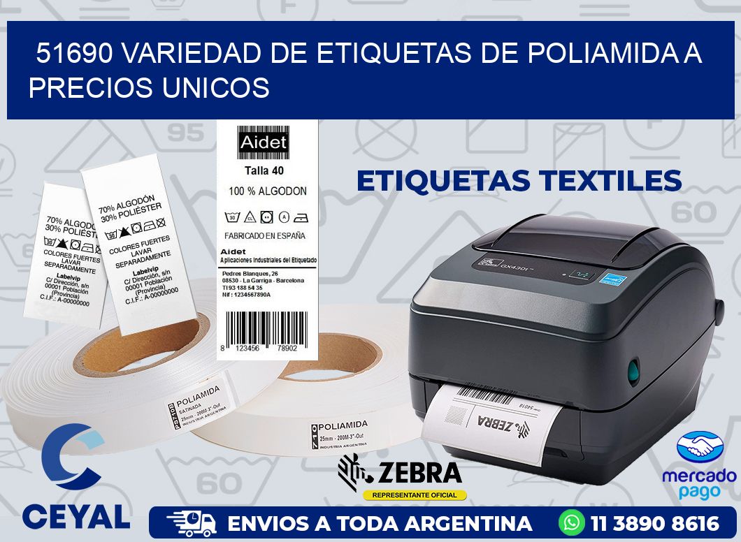 51690 VARIEDAD DE ETIQUETAS DE POLIAMIDA A PRECIOS UNICOS