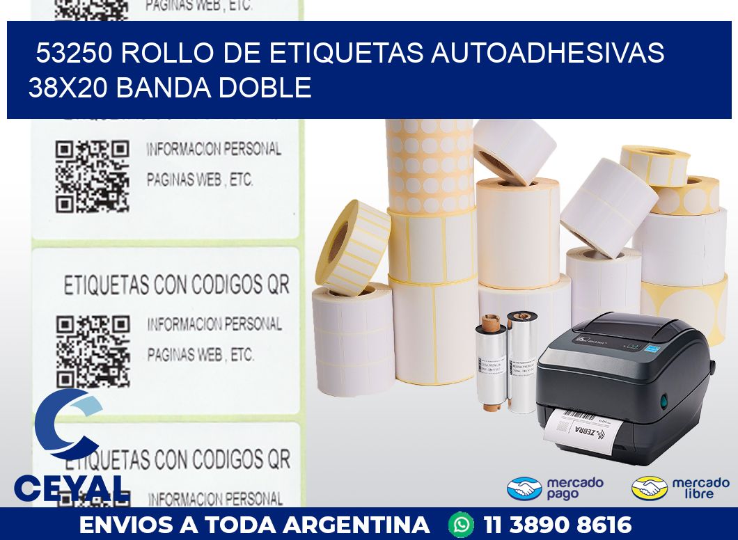 53250 ROLLO DE ETIQUETAS AUTOADHESIVAS 38X20 BANDA DOBLE