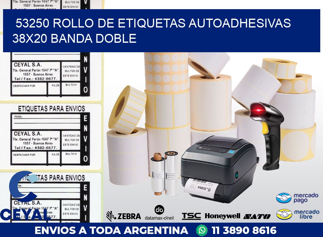 53250 ROLLO DE ETIQUETAS AUTOADHESIVAS 38X20 BANDA DOBLE