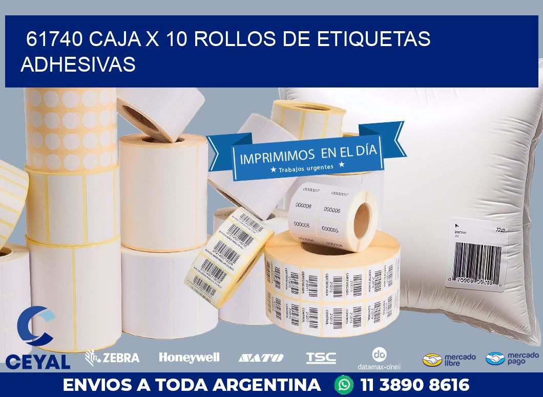61740 CAJA X 10 ROLLOS DE ETIQUETAS ADHESIVAS
