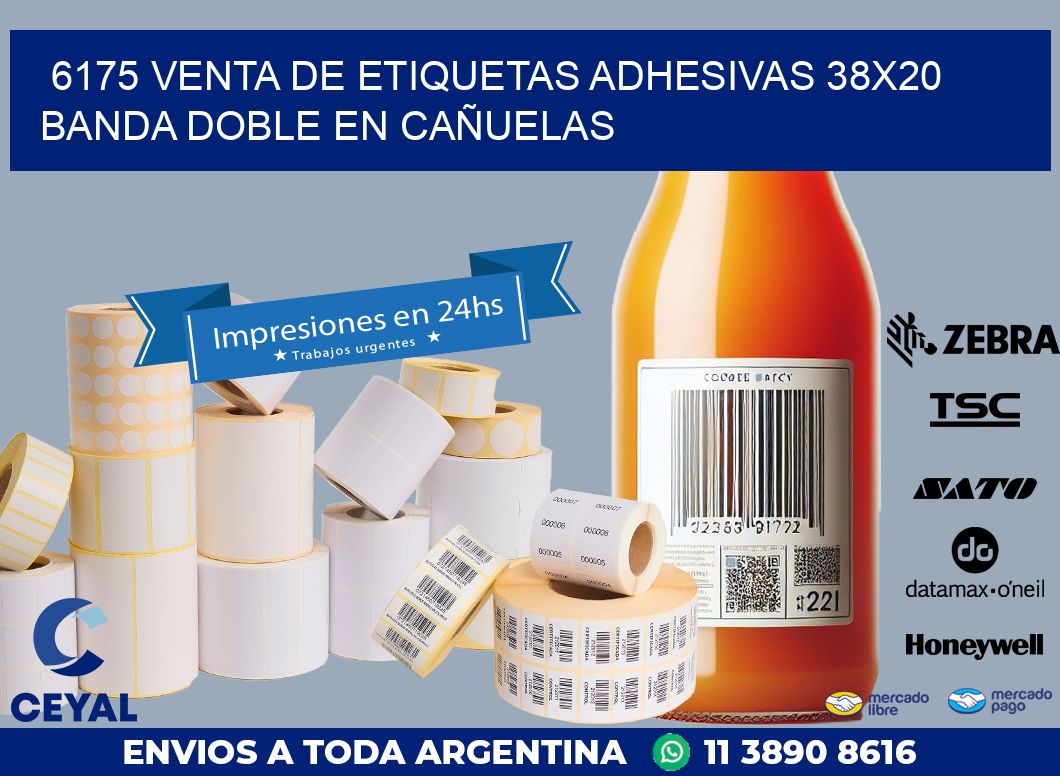 6175 VENTA DE ETIQUETAS ADHESIVAS 38X20 BANDA DOBLE EN CAÑUELAS