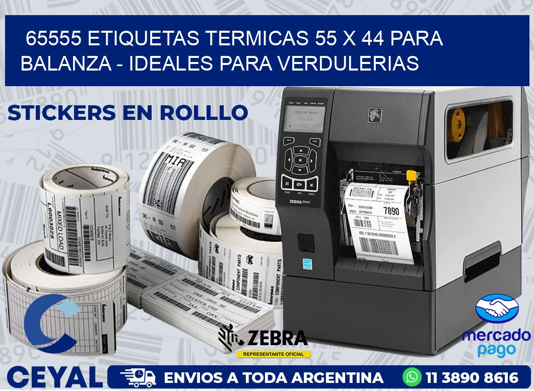 65555 ETIQUETAS TERMICAS 55 X 44 PARA BALANZA - IDEALES PARA VERDULERIAS