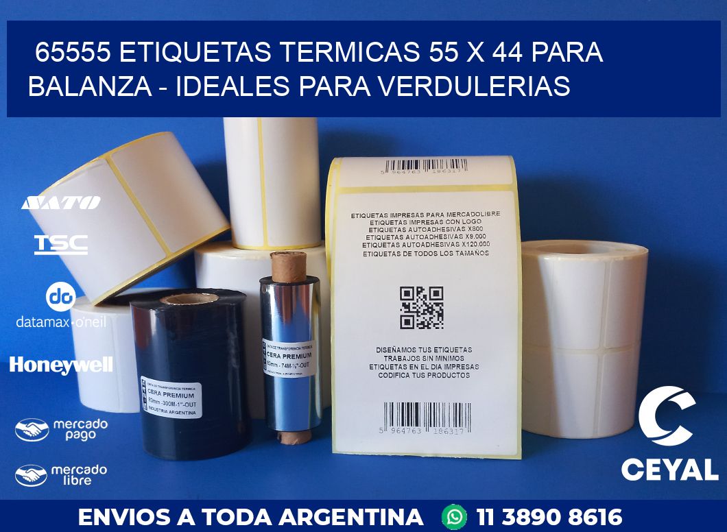 65555 ETIQUETAS TERMICAS 55 X 44 PARA BALANZA – IDEALES PARA VERDULERIAS