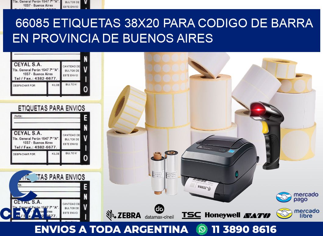 66085 ETIQUETAS 38X20 PARA CODIGO DE BARRA EN PROVINCIA DE BUENOS AIRES