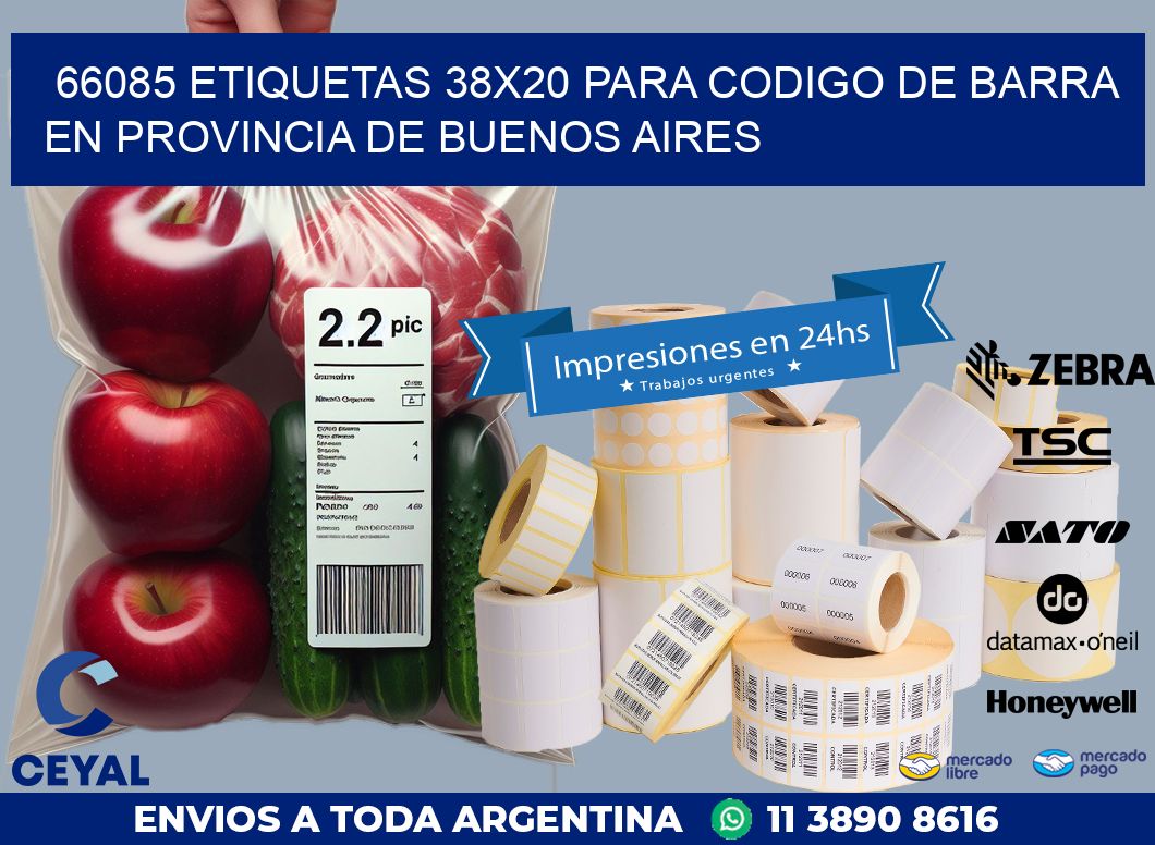 66085 ETIQUETAS 38X20 PARA CODIGO DE BARRA EN PROVINCIA DE BUENOS AIRES