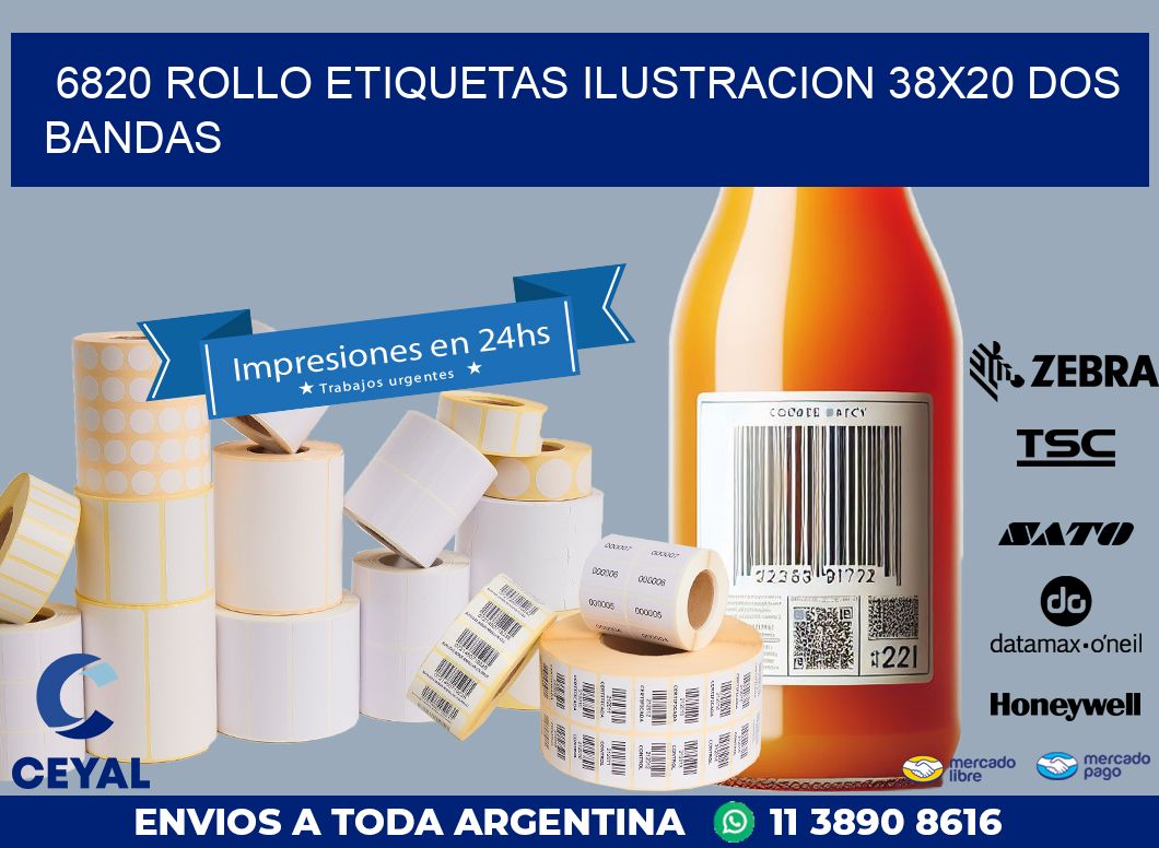 6820 ROLLO ETIQUETAS ILUSTRACION 38X20 DOS BANDAS