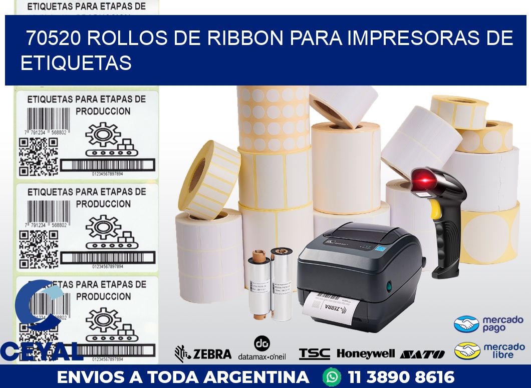 70520 ROLLOS DE RIBBON PARA IMPRESORAS DE ETIQUETAS