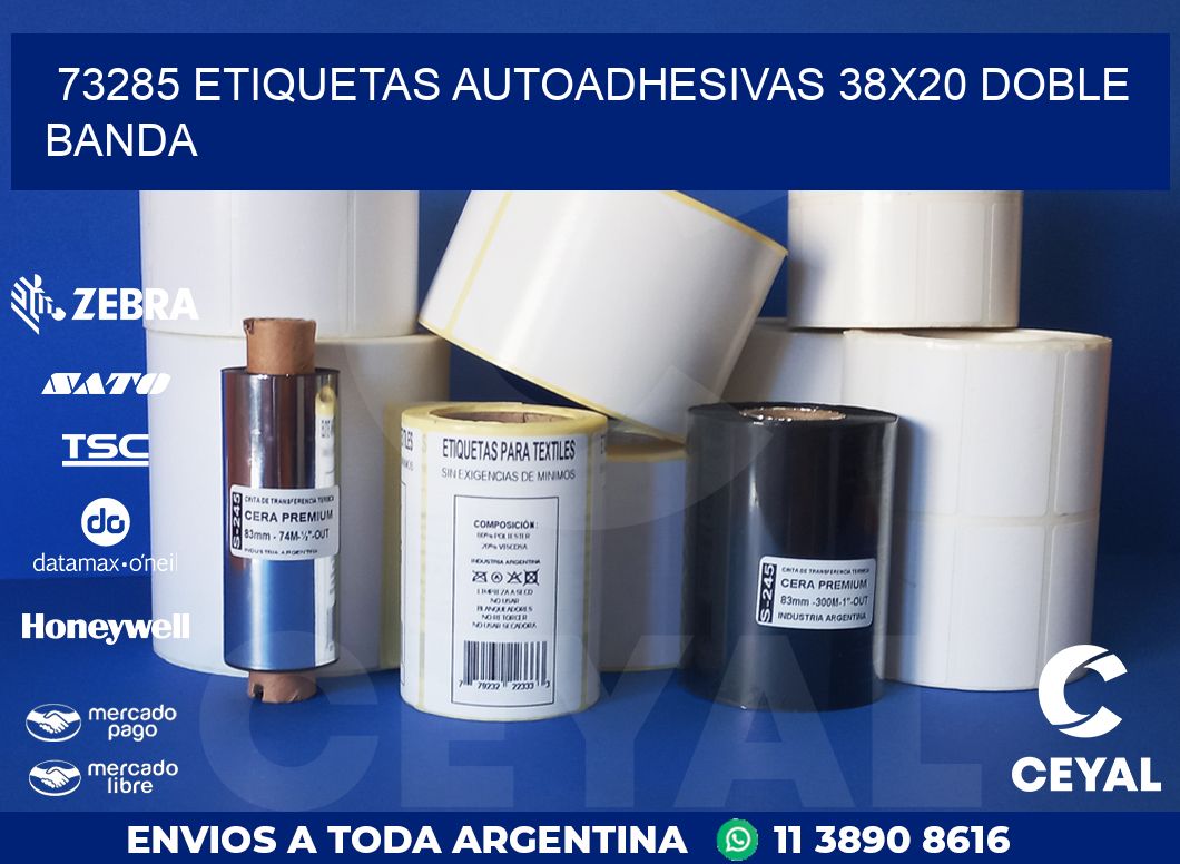 73285 ETIQUETAS AUTOADHESIVAS 38X20 DOBLE BANDA