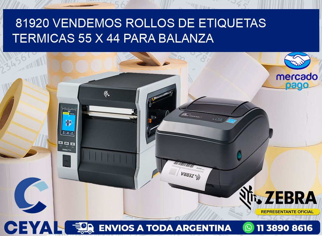 81920 VENDEMOS ROLLOS DE ETIQUETAS TERMICAS 55 X 44 PARA BALANZA