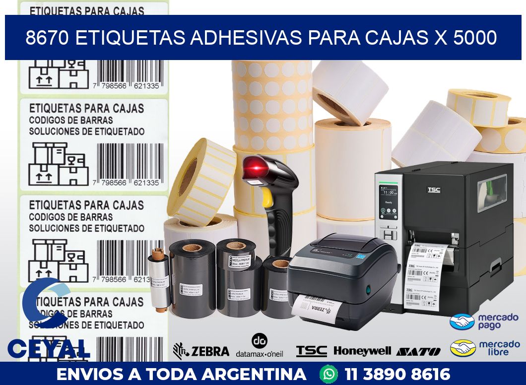 8670 ETIQUETAS ADHESIVAS PARA CAJAS X 5000