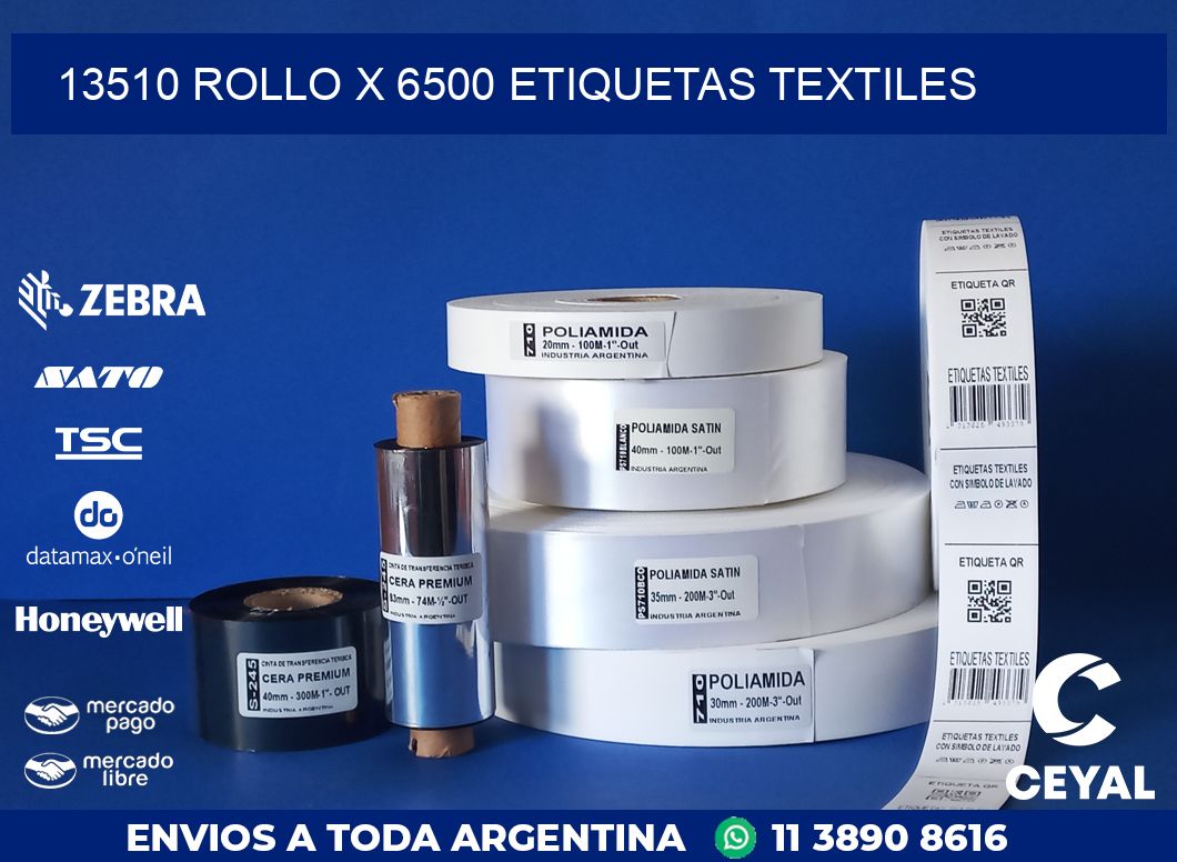 13510 ROLLO X 6500 ETIQUETAS TEXTILES