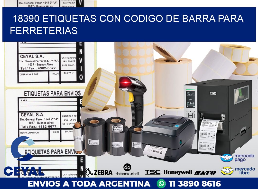 18390 ETIQUETAS CON CODIGO DE BARRA PARA FERRETERIAS
