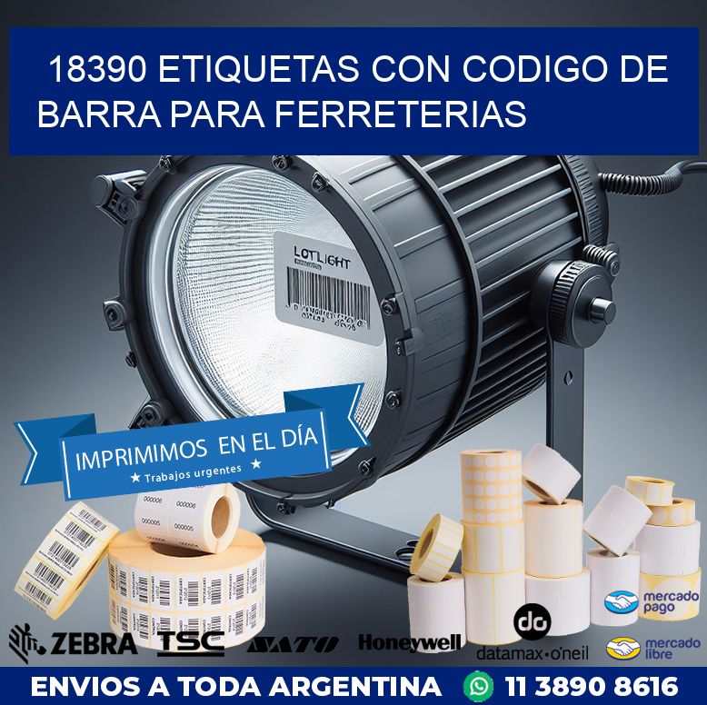 18390 ETIQUETAS CON CODIGO DE BARRA PARA FERRETERIAS