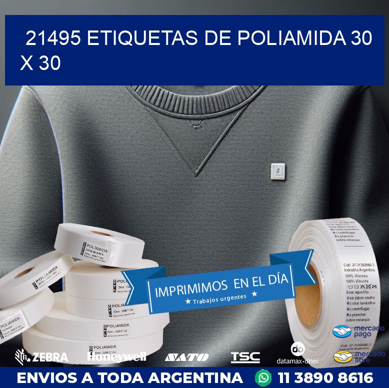 21495 ETIQUETAS DE POLIAMIDA 30 X 30