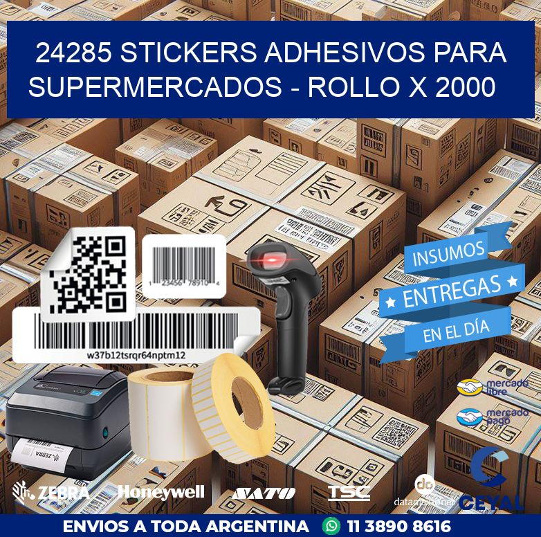 24285 STICKERS ADHESIVOS PARA SUPERMERCADOS – ROLLO X 2000