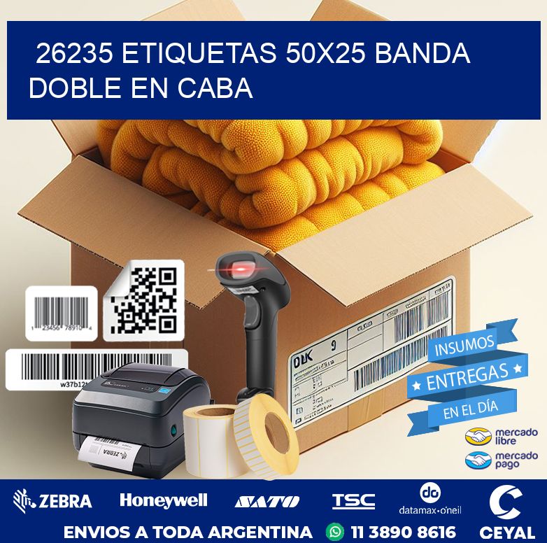 26235 ETIQUETAS 50X25 BANDA DOBLE EN CABA