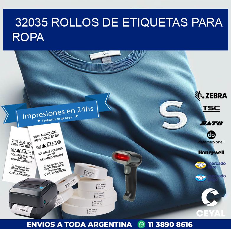 32035 ROLLOS DE ETIQUETAS PARA ROPA