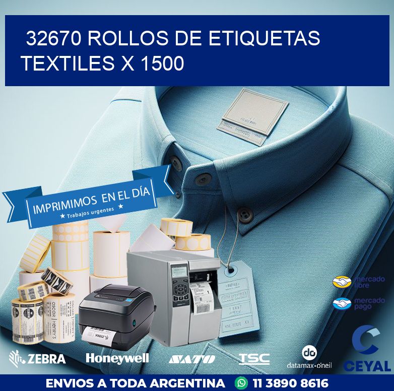 32670 ROLLOS DE ETIQUETAS TEXTILES X 1500