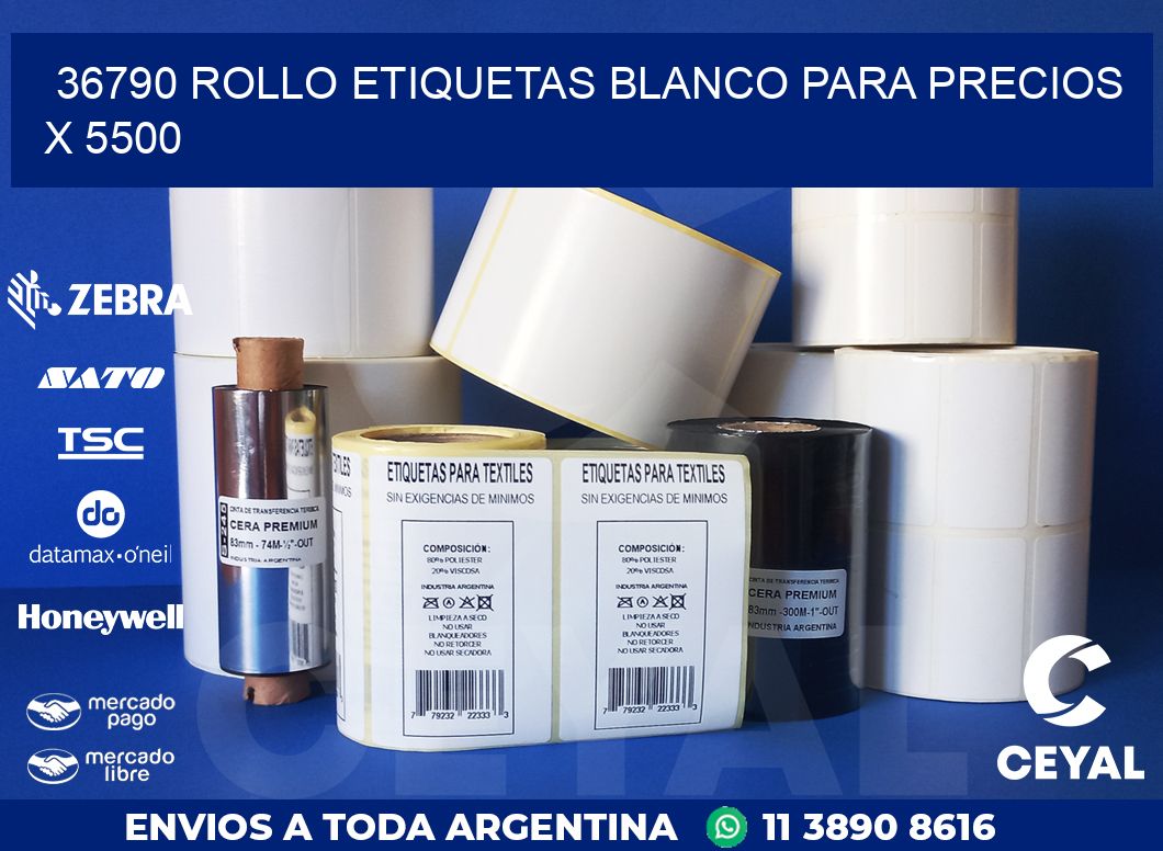 36790 ROLLO ETIQUETAS BLANCO PARA PRECIOS X 5500