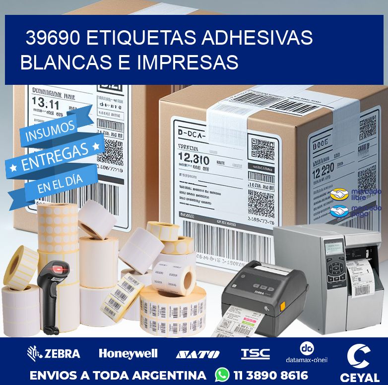 39690 ETIQUETAS ADHESIVAS BLANCAS E IMPRESAS