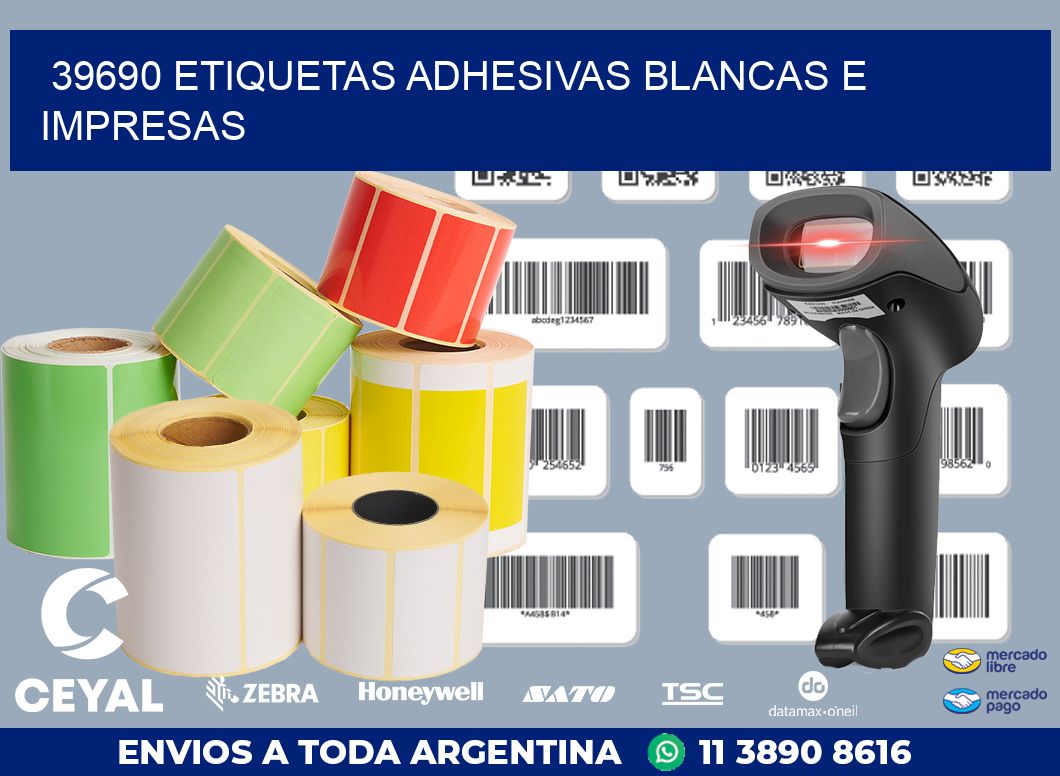 39690 ETIQUETAS ADHESIVAS BLANCAS E IMPRESAS