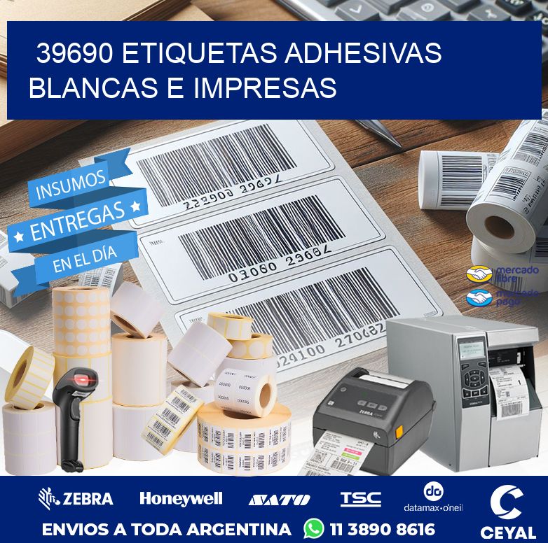 39690 ETIQUETAS ADHESIVAS BLANCAS E IMPRESAS