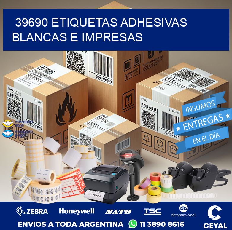 39690 ETIQUETAS ADHESIVAS BLANCAS E IMPRESAS