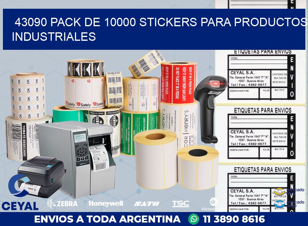 43090 PACK DE 10000 STICKERS PARA PRODUCTOS INDUSTRIALES