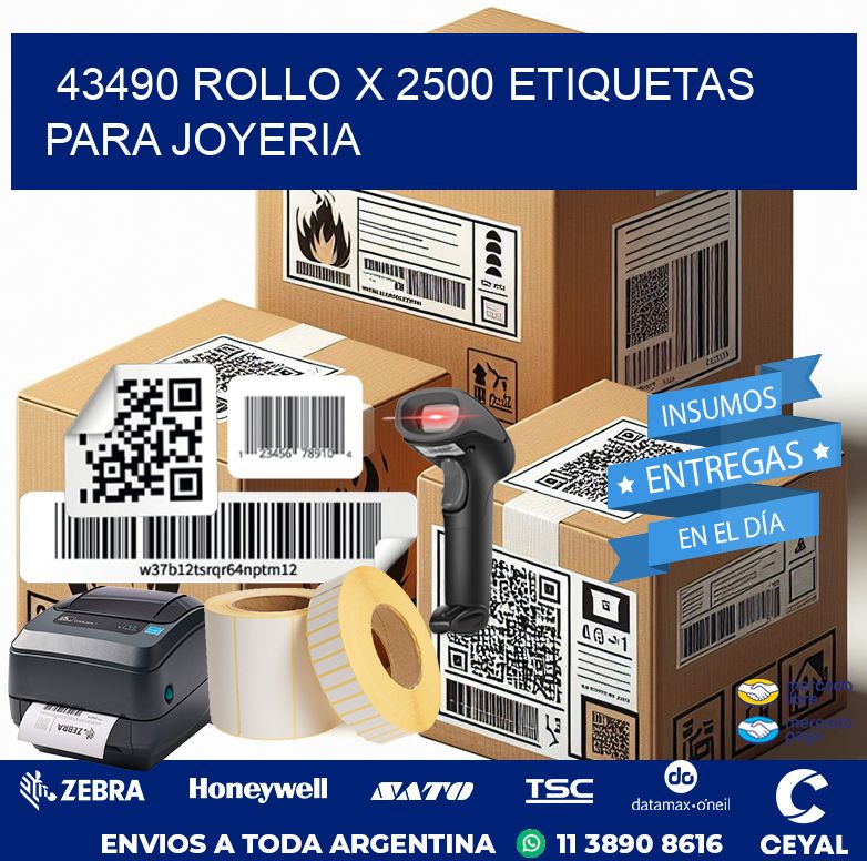 43490 ROLLO X 2500 ETIQUETAS PARA JOYERIA