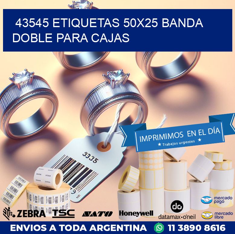 43545 ETIQUETAS 50X25 BANDA DOBLE PARA CAJAS