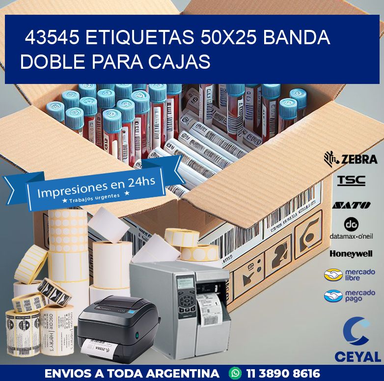43545 ETIQUETAS 50X25 BANDA DOBLE PARA CAJAS