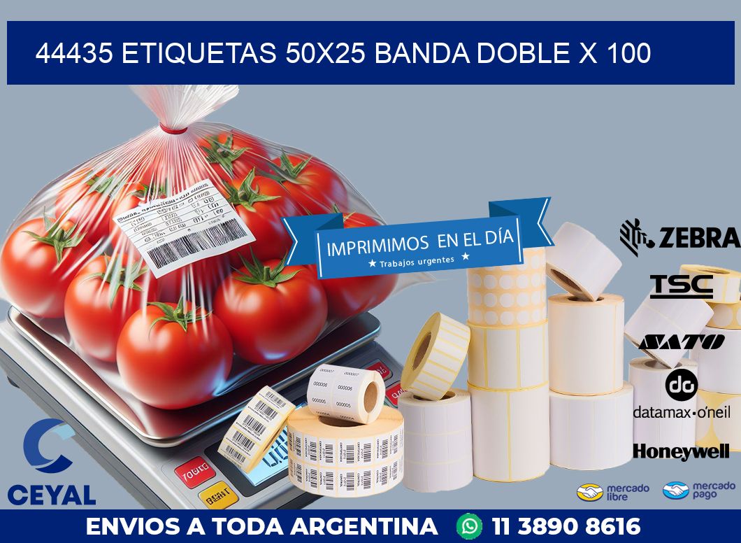 44435 ETIQUETAS 50X25 BANDA DOBLE X 100