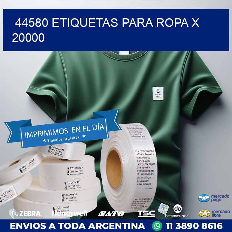 44580 ETIQUETAS PARA ROPA X 20000
