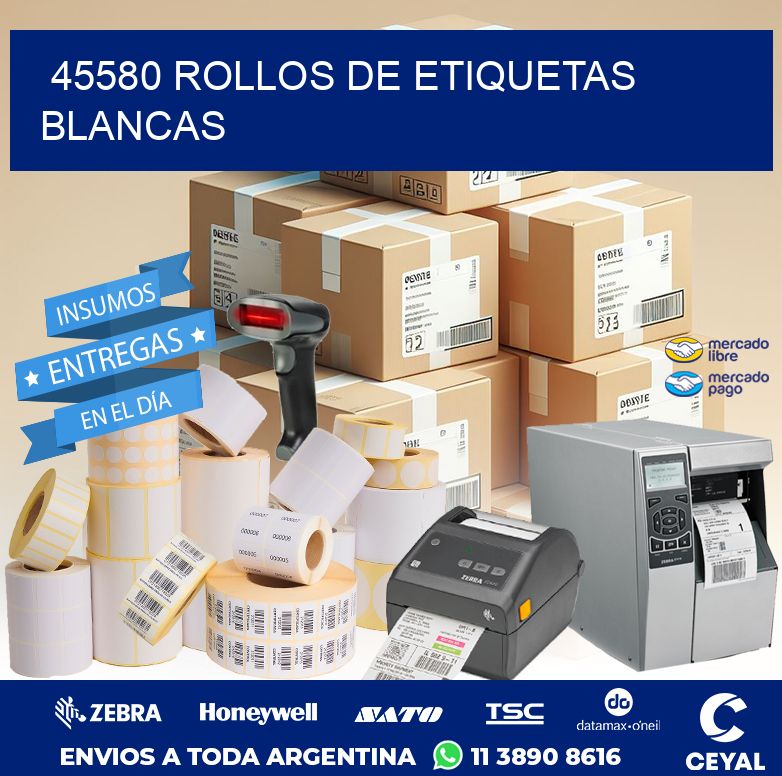 45580 ROLLOS DE ETIQUETAS BLANCAS