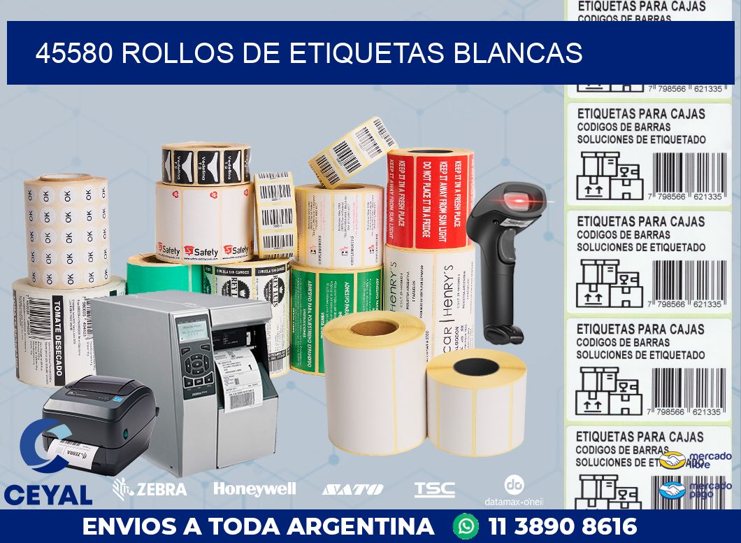 45580 ROLLOS DE ETIQUETAS BLANCAS