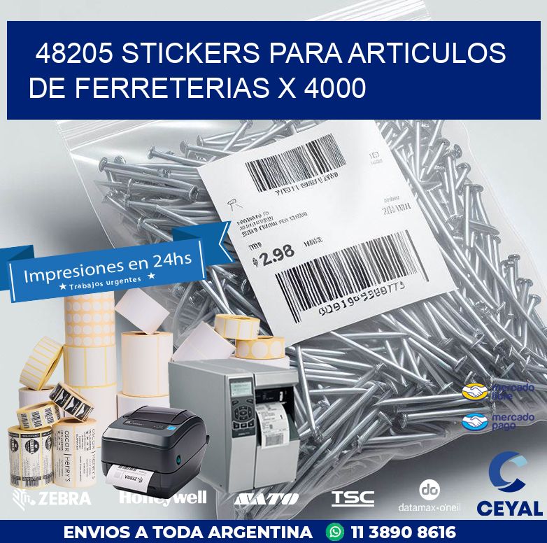 48205 STICKERS PARA ARTICULOS DE FERRETERIAS X 4000