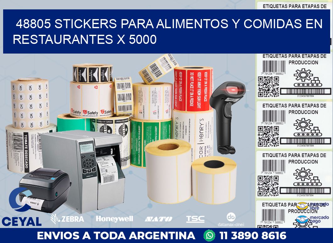 48805 STICKERS PARA ALIMENTOS Y COMIDAS EN RESTAURANTES X 5000