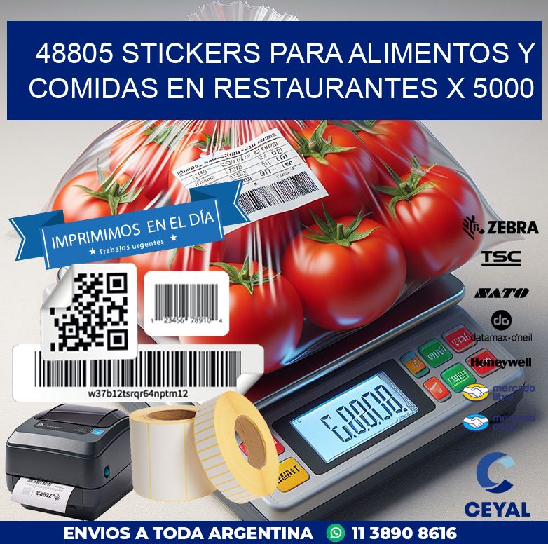 48805 STICKERS PARA ALIMENTOS Y COMIDAS EN RESTAURANTES X 5000