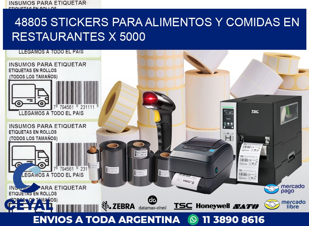 48805 STICKERS PARA ALIMENTOS Y COMIDAS EN RESTAURANTES X 5000