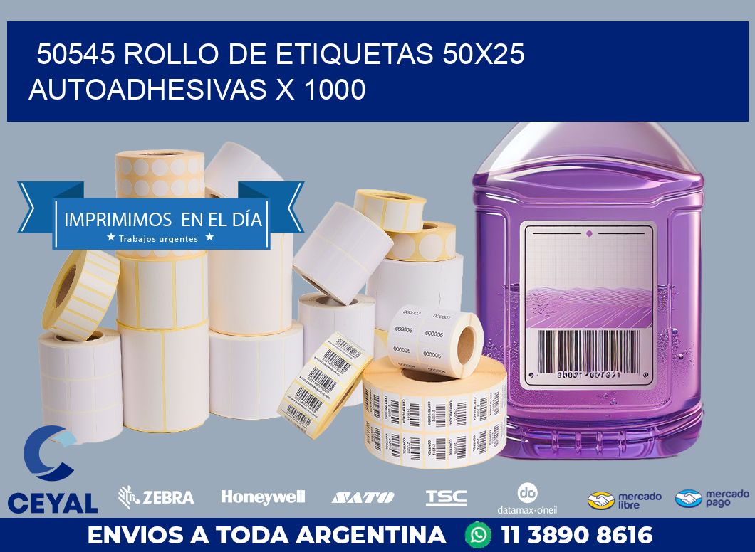 50545 ROLLO DE ETIQUETAS 50X25 AUTOADHESIVAS X 1000
