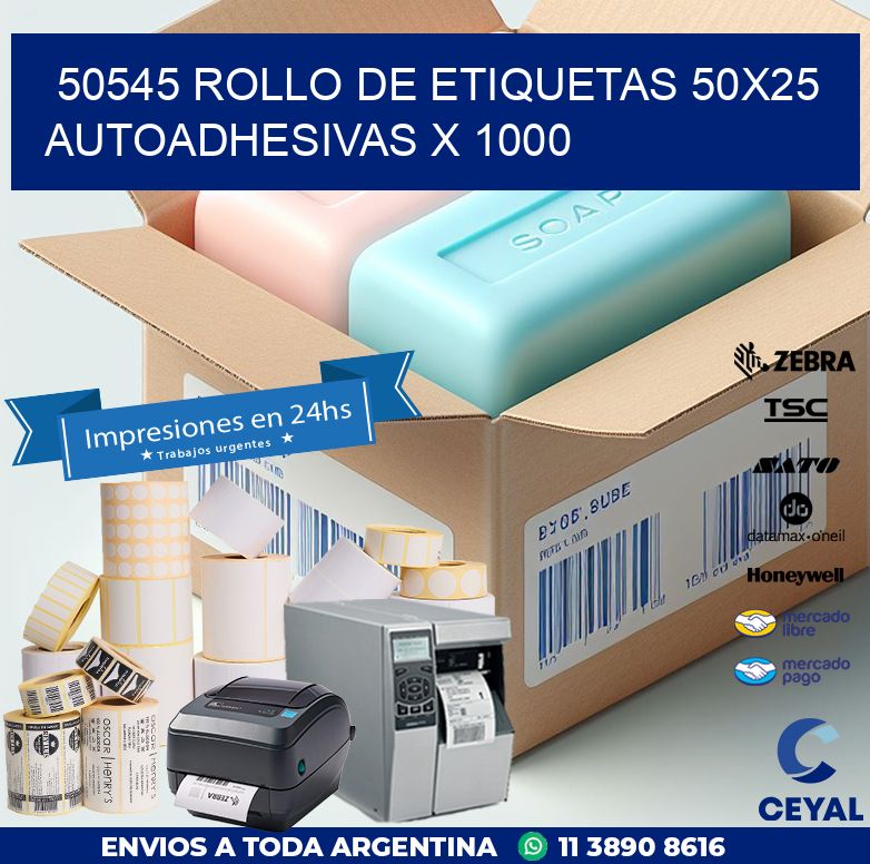 50545 ROLLO DE ETIQUETAS 50X25 AUTOADHESIVAS X 1000