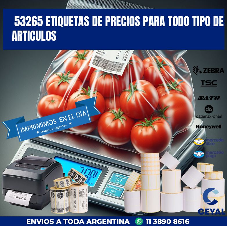 53265 ETIQUETAS DE PRECIOS PARA TODO TIPO DE ARTICULOS