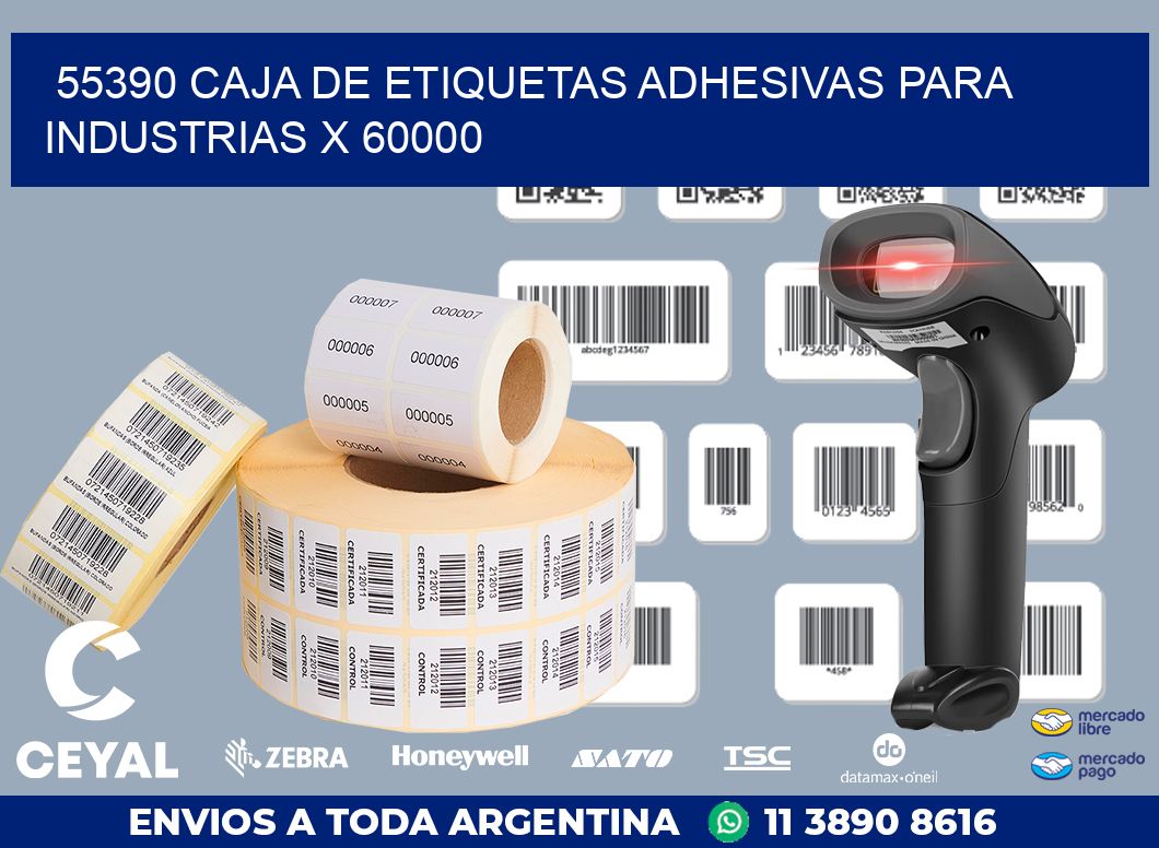 55390 CAJA DE ETIQUETAS ADHESIVAS PARA INDUSTRIAS X 60000