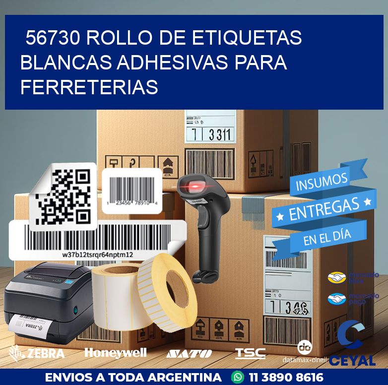 56730 ROLLO DE ETIQUETAS BLANCAS ADHESIVAS PARA FERRETERIAS